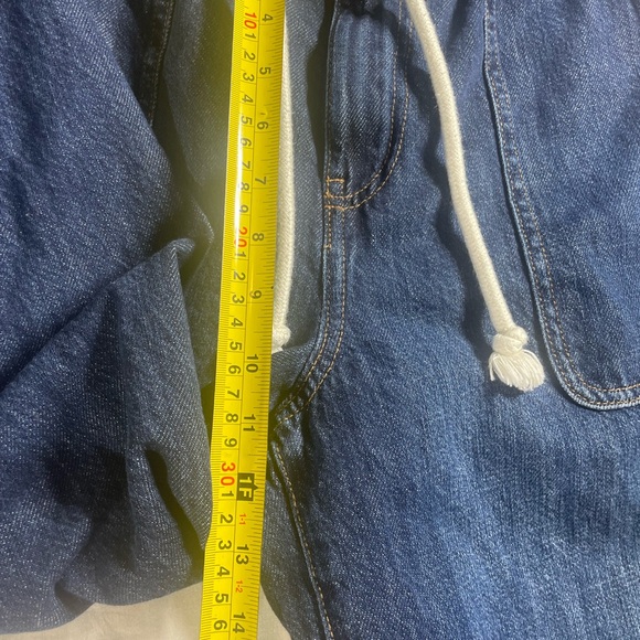 Maurices Dark Blue Relaxed Women's Denim Joggers with White Drawstring - Picture 6 of 8